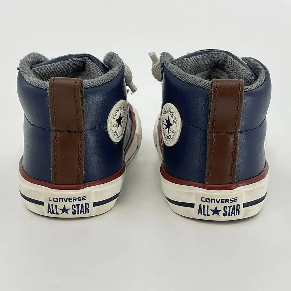 Converse All Stars Infant Size 4 Navy Blue Leather High Top Baby Sneakers